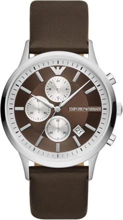 Emporio Armani Herenmode Chronograaf Horloge Bruin - Heren - Horloges - Grijs - ONE Size - Accessoires