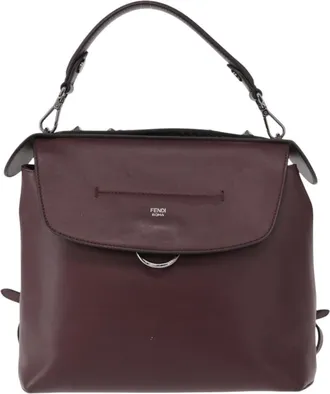 Fendi Back To School Leather Burgundy Leather Backpack Bag (Pre-Owned)