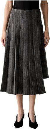 Karl Lagerfeld Asymmetrische geplooide midi-rok - Dames - Midirokken - Grijs - S - Polyester - Rokken