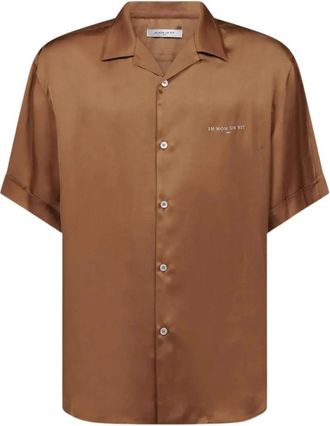 Ih Nom Uh Nit Short Sleeve Shirt - Heren - Korte mouwen Overhemden - Bruin - M - Satijn - Overhemden