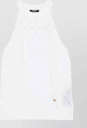 Balmain wool sleeveless knitted top