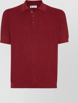 Brunello Cucinelli cotton polo shirt ribbed texture