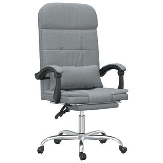 vidaXL Silla De Oficina Reclinable Con Masaje De Tela Gris Claro Vidaxl