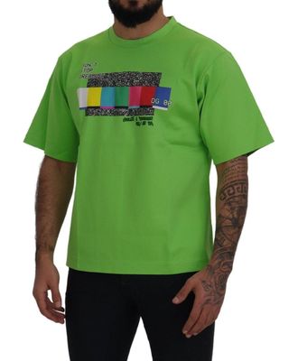 Dolce & Gabbana Mens Green Cotton Dg Channel Top T-Shirt
