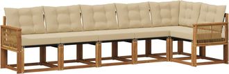 vidaXL Conjunto De Sof&aacute;s De Exterior 6 Uds. Natural Y Beige Vidaxl