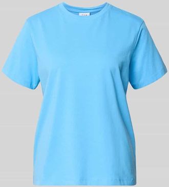 Vila T-Shirt mit geripptem Rundhalsausschnitt Modell NORA in Blau, Gr&ouml;&szlig;e XS