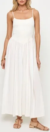 L*Space Misha Smocked Bodice Cover-Up Cotton Maxi Dress in Cream at Nordstrom, Size X-Small
