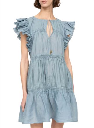 Sea New York Anise Ramie Flutter Sleeve Tunic Dress In Blue