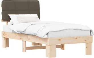 vidaXL Bed Frame with Upholstered Headboard Taupe 100 x 200 cm vidaXL