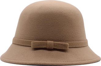 Generic QUINTRA Women 1920s Style Bell Hat Winter Faux Wool Crushable Bowler Hat Vintage Bell Hat Round Hat Summer Hat, khaki, One Size