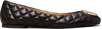 Tory Burch Womens Ballets Black-Gold Leather Footwear - Flats Black/gold