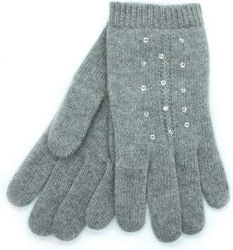 Portolano Cashmere gloves with crystal stones in Light Heather Grey at Nordstrom
