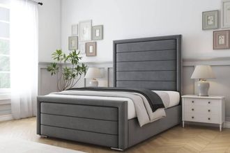 Comfort Beds Anna Coniston Bed Frame With Mattress-50 Upholstered in Dark Grey | Size: Double