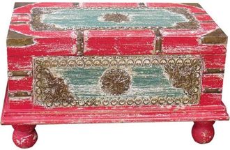 Wanderlust Deco Ba&uacute;l De Madera Rojo 50x28x27