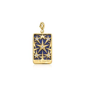Ross-Simons Lapis The Star Tarot Card Charm With. White Topaz in 18kt Gold Over Sterling