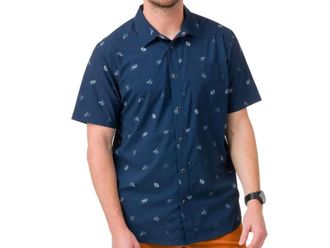 FlyLow Anderson Collared Shirt In Night/mist Seaside