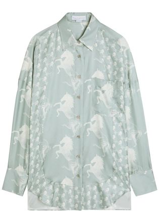 Stella McCartney Stella Mccartney Horse-print Silk Shirt - Blue - 46 (UK14 / L)