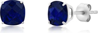 MAX + STONE 14k White Gold 6MM Cushion Cut Gemstone Stud Earrings