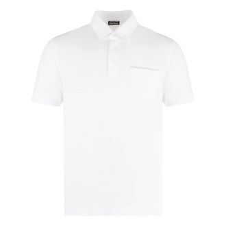 Ermenegildo Zegna Tops, Heren, Wit, M, Katoen, Katoenen Piqué Poloshirt met Korte Mouwen