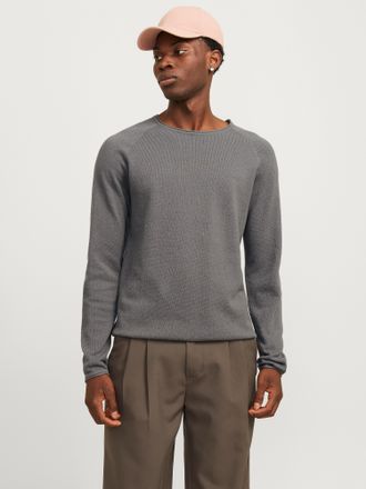 Jack & Jones Rundhalspullover »JJEHILL KNIT CREW NECK NOOS« mit Strukturstrick