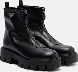 Prada Leather platform ankle boots