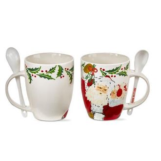 Tag Mistletoe Vintage Santa Mug with Spoon Bone China Drinkware in Multicolored at Nordstrom