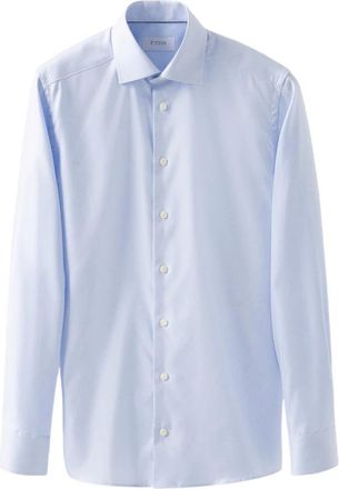 Eton Gestructureerd Twill Overhemd Modern Twist - Heren - Zakelijke Overhemden - Blauw - M - Katoen - Overhemden
