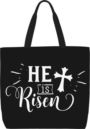 Generic Women Handbag Easter He Is Risen Ladies Shopping Shoulder Bag Folding Casual Shopping Bags, For Daily, Wedding, Christmas, Holiday, Swim