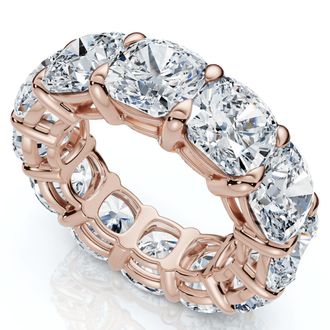 Pompeii3 12Ct Cushion Cut Diamond Eternity Ring 14k Gold Basket Wedding Band Lab Grown