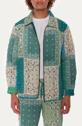 Raga Man Bassu Quilted Patchwork Jacket in Aqua at Nordstrom, Size X-Large