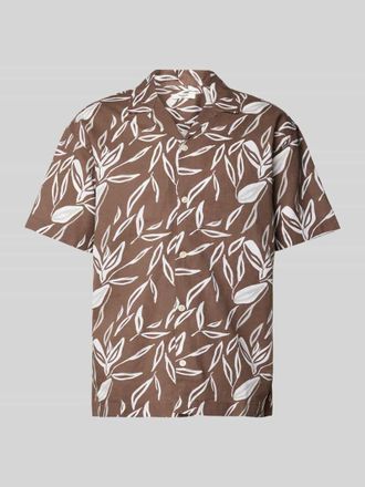 Jack & Jones Loose Fit Freizeithemd aus Baumwoll-Leinen-Mix Modell SUMMER in Dunkelbraun, Gr&ouml;&szlig;e S