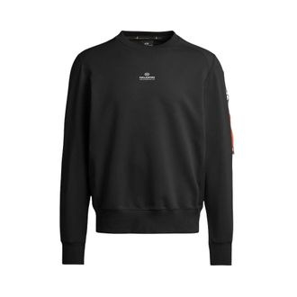 Parajumpers Basis Crewneck Sweatshirt met Nylon Inzetstukken - Heren - Sweatshirts & Hoodies - Zwart - Maat: M Nylon
