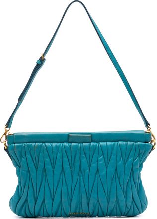 Miu Miu Pre-owned Womens Quilted Leather Shoulder Bag - Teal - One Size