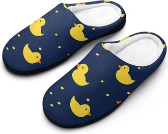 Generic Yellow Rubber Ducks Cotton Slippers for Women Memory Foam Comfy House Shoes with Anti-Skid Rubber Sole