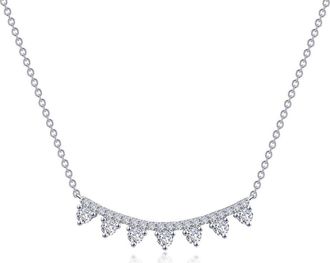 Lafonn Simulated Diamond Curved Bar Pendant Necklace in White at Nordstrom Rack, Size 20