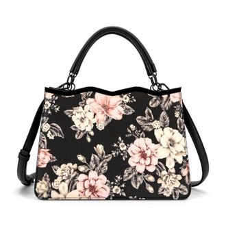 Like Dreams Womens Violette Floral Print Crossbody Satchel Bag In Black