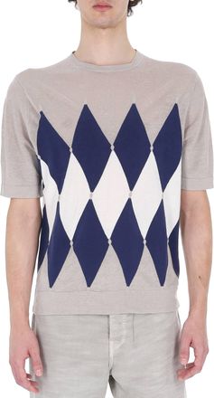 Ballantyne Multicolored Diamond Argyle Linen-Cotton T-Shirt