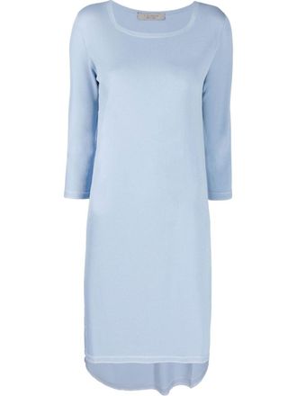 D.exterior long-sleeved knitted dress - women - Polyamide/Polyester/Viscose/Metallized Polyester - L - Blue