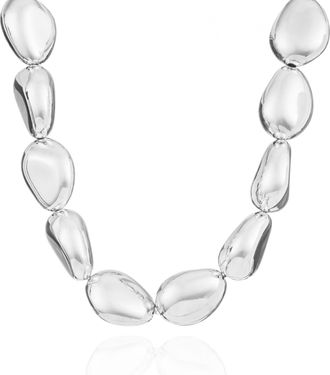 Federica Tosi Silver Lace Stone Organic Polished Bead Bronze Necklace