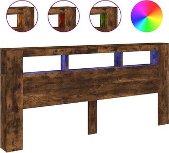vidaXL Cabecero Led Madera Ingenier&iacute;a Roble Ahumado 220x18,5x103,5 Cm Vidaxl