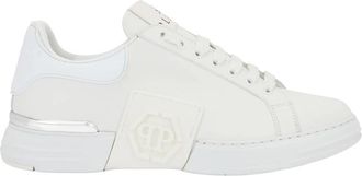 Philipp Plein Phantom Kick$ Lo-Top Sneakers - unisex - Sneakers - Wit - 46 EU - Leer - Schoenen