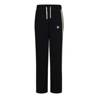 Palm Angels Pantaloni neri con bande crochet Black, Uomo, Taglia: XL