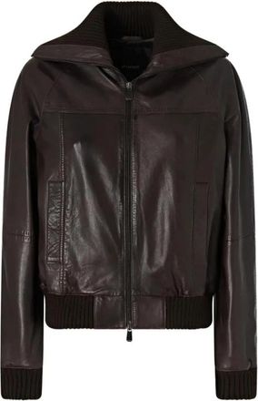 Pinko Bluma Bomber - Dames - Bomber jackets - Bruin - M - Leer - Jassen