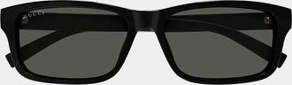 Gucci Mens Gucci Lines 57mm Rectangular Acetate Sunglasses