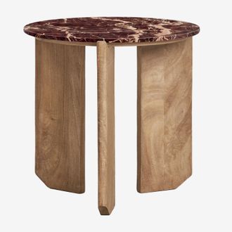 Sklum Mesa De Centro Redonda En Piedra Natural Y Madera De Mango Lavinia Sklum &Oslash;50 Cm