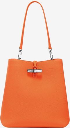 Longchamp Schultertasche aus genarbtem Leder Bambou M