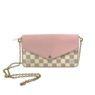 Louis Vuitton Pink White Damier Azur Chain/Shoulder Wallet (Pre-Owned)