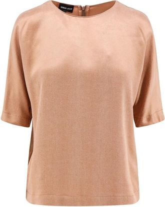 Giorgio Armani Roze T-shirts en Polos met Rits - Dames - Blouses - Roze - M - Overhemden