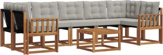 vidaXL Conjunto De Sof&aacute;s De Exterior 8 Uds. Gris Natural Y Claro Vidaxl