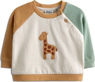JoJo Maman B&eacute;b&eacute; Giraffe Appliqu&eacute; Sweatshirt & Corduroy Joggers Set in Cream at Nordstrom, Size 12-18M